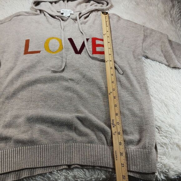Hooded Cashmere Blend Sweater LOVE Logo by Rachel Zoe. Woman's Small. Earth Tone - Picture 8 of 9